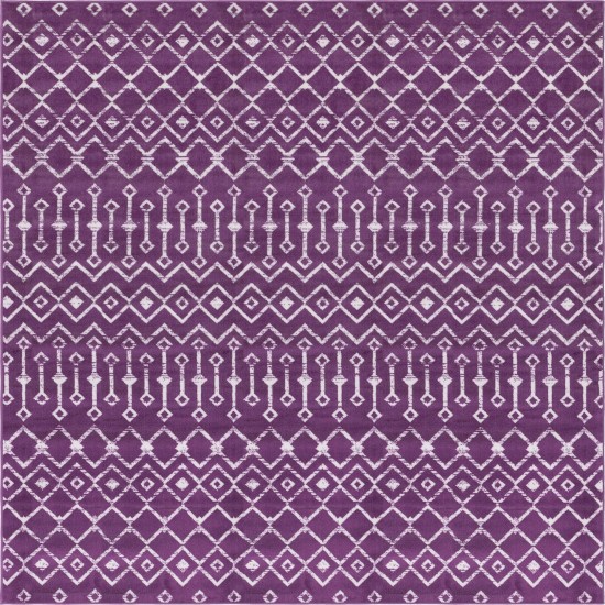 Rug Unique Loom Moroccan Trellis Violet Square 8' 0 x 8' 0