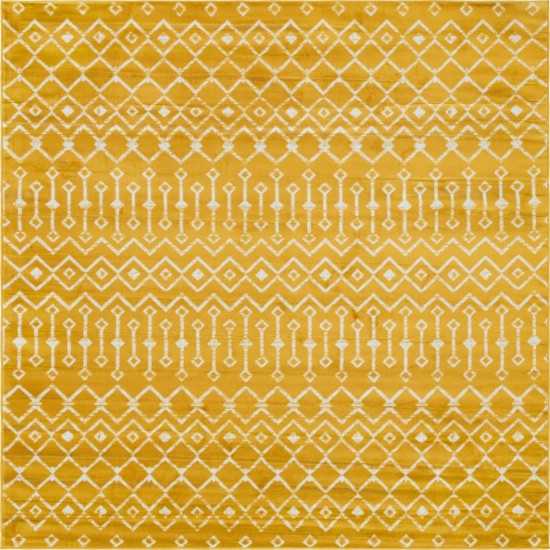 Rug Unique Loom Moroccan Trellis Yellow Square 8' 0 x 8' 0