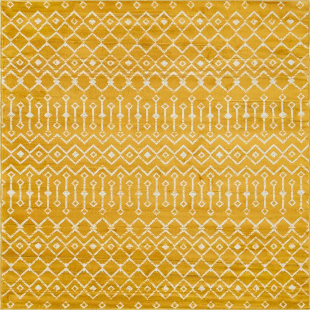 Rug Unique Loom Moroccan Trellis Yellow Square 8' 0 x 8' 0