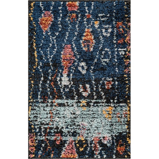 Rug Unique Loom Morocco Navy Blue Rectangular 2' 2 x 3' 0