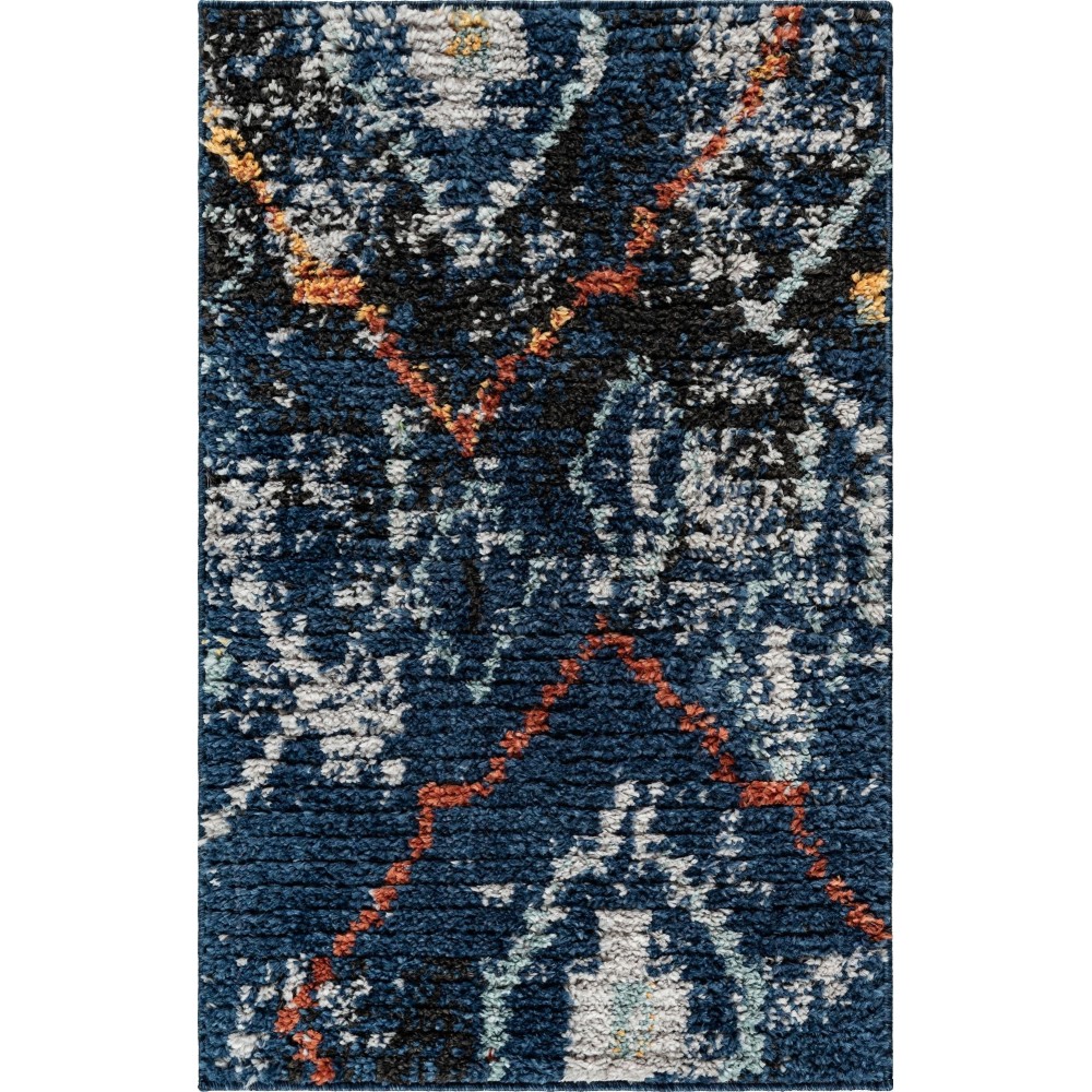 Rug Unique Loom Morocco Navy Blue Rectangular 2' 2 x 3' 0