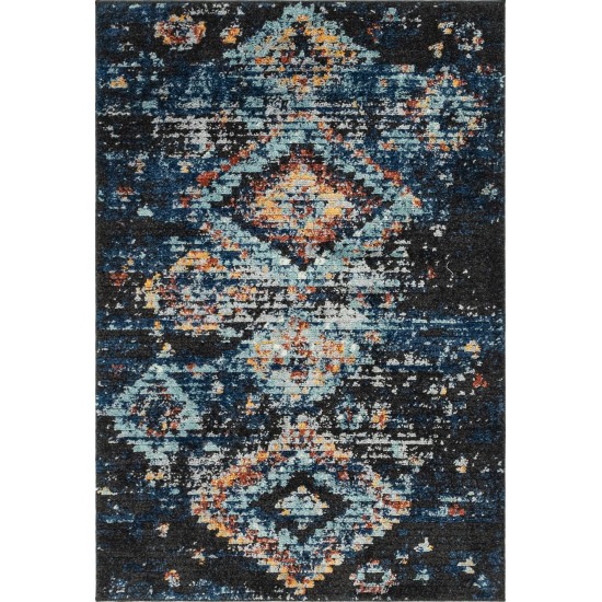 Rug Unique Loom Morocco Navy Blue Rectangular 4' 0 x 6' 0