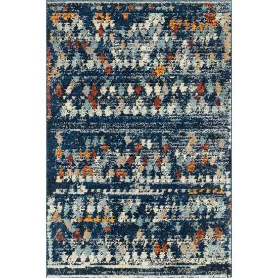 Rug Unique Loom Morocco Navy Blue Rectangular 4' 0 x 6' 0