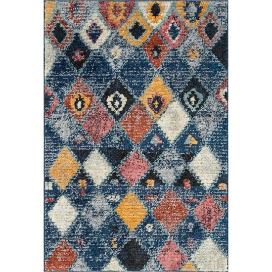 Rug Unique Loom Morocco Navy Blue Rectangular 4' 0 x 6' 0