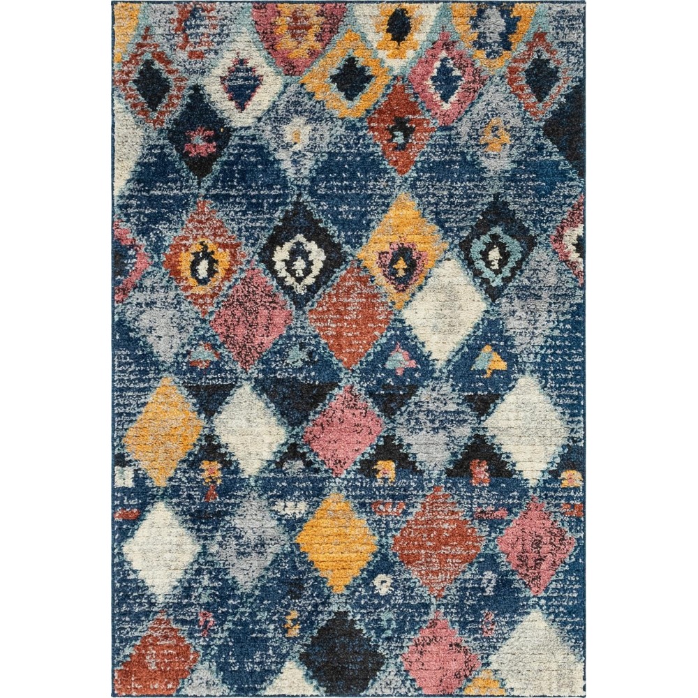 Rug Unique Loom Morocco Navy Blue Rectangular 4' 0 x 6' 0