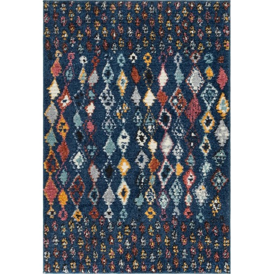 Rug Unique Loom Morocco Navy Blue Rectangular 4' 0 x 6' 0