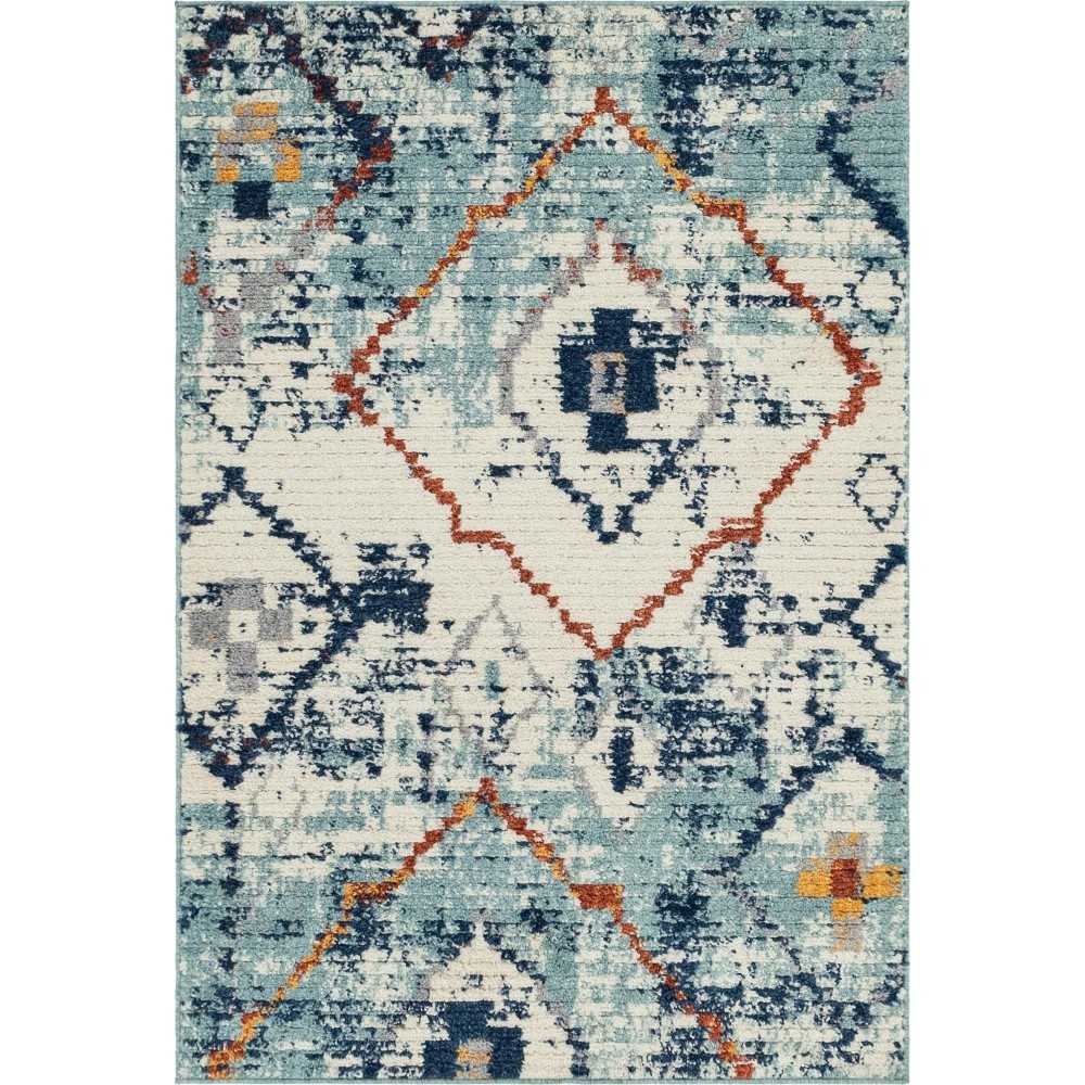 Rug Unique Loom Morocco Light Blue Rectangular 4' 0 x 6' 0