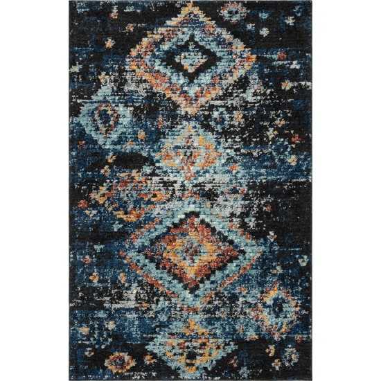 Rug Unique Loom Morocco Navy Blue Rectangular 5' 0 x 8' 0