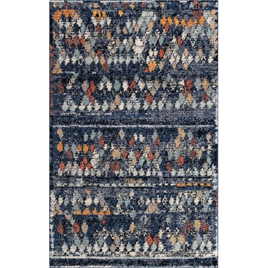 Rug Unique Loom Morocco Navy Blue Rectangular 5' 0 x 8' 0