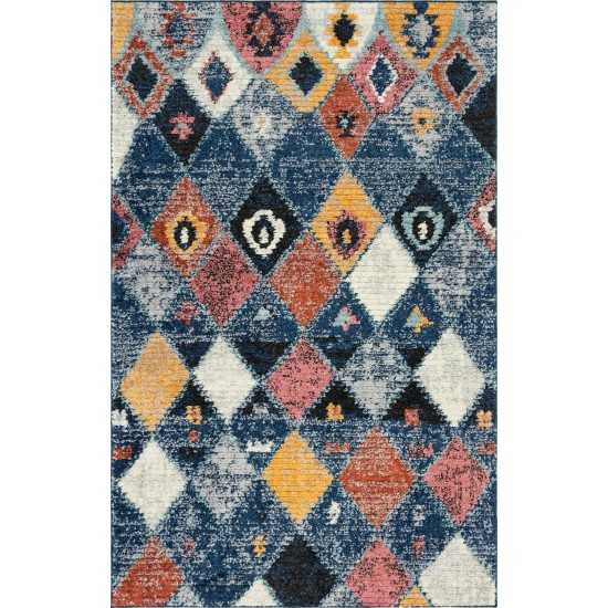 Rug Unique Loom Morocco Navy Blue Rectangular 5' 0 x 8' 0