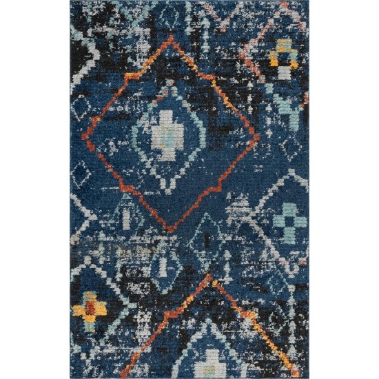 Rug Unique Loom Morocco Navy Blue Rectangular 5' 0 x 8' 0