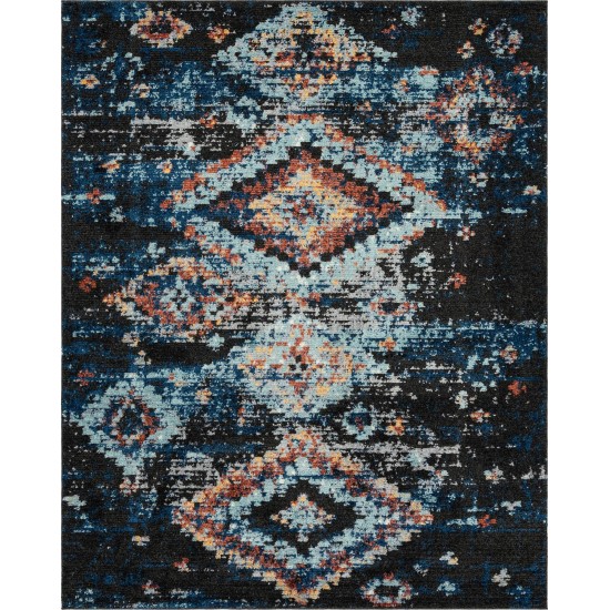 Rug Unique Loom Morocco Navy Blue Rectangular 8' 0 x 10' 0