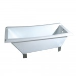 Aqua Eden 67-Inch Acrylic Single Slipper Clawfoot Tub (No Faucet Drillings), White/Brushed Nickel