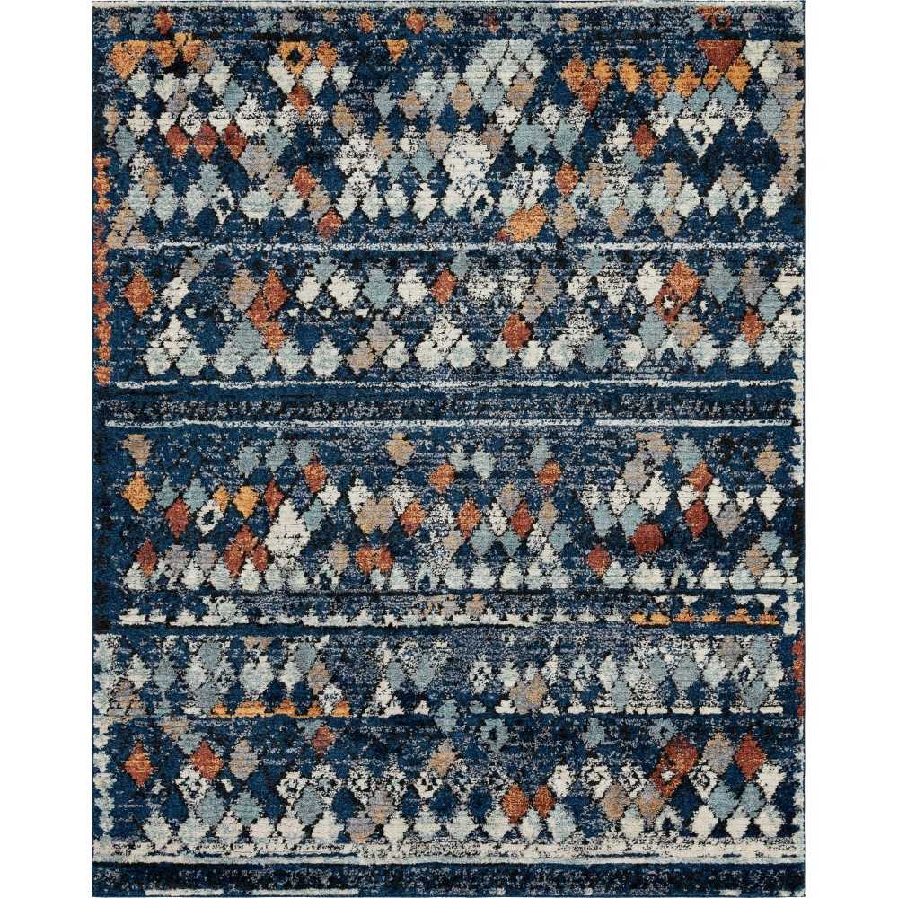 Rug Unique Loom Morocco Navy Blue Rectangular 8' 0 x 10' 0