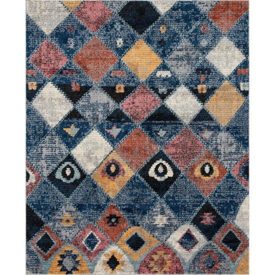 Rug Unique Loom Morocco Navy Blue Rectangular 8' 0 x 10' 0