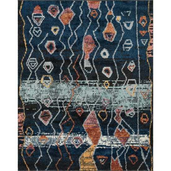 Rug Unique Loom Morocco Navy Blue Rectangular 8' 0 x 10' 0