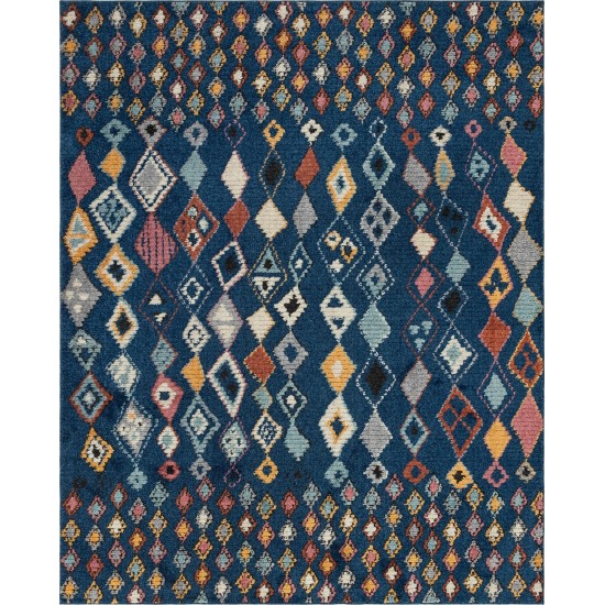 Rug Unique Loom Morocco Navy Blue Rectangular 8' 0 x 10' 0