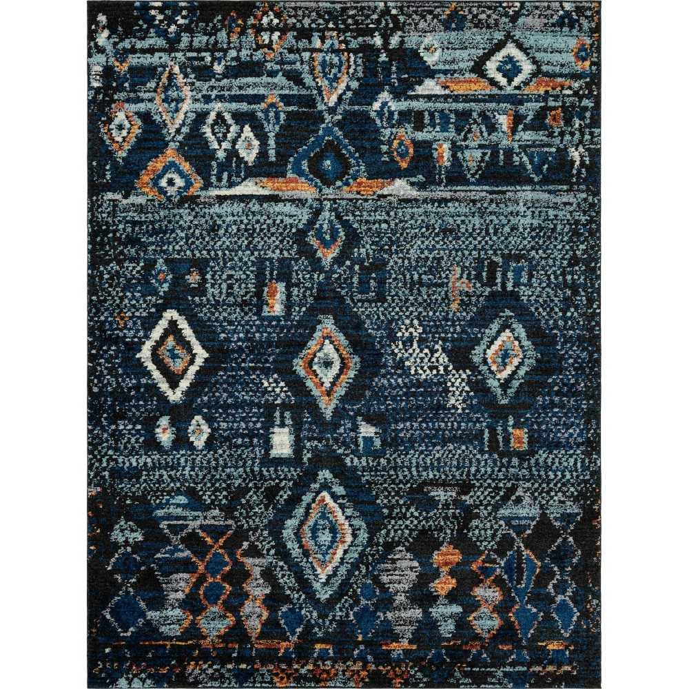 Rug Unique Loom Morocco Navy Blue Rectangular 9' 0 x 12' 0