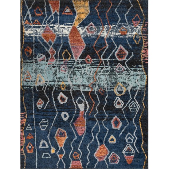 Rug Unique Loom Morocco Navy Blue Rectangular 9' 0 x 12' 0