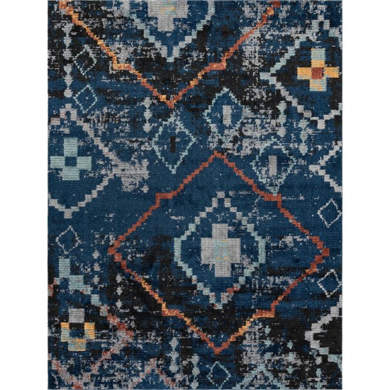 Rug Unique Loom Morocco Navy Blue Rectangular 9' 0 x 12' 0