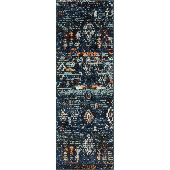 Rug Unique Loom Morocco Navy Blue Runner 2' 2 x 6' 0