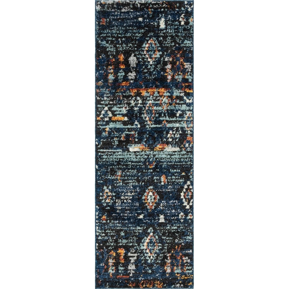 Rug Unique Loom Morocco Navy Blue Runner 2' 2 x 6' 0