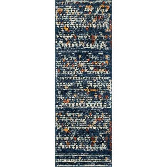 Rug Unique Loom Morocco Navy Blue Runner 2' 2 x 6' 0