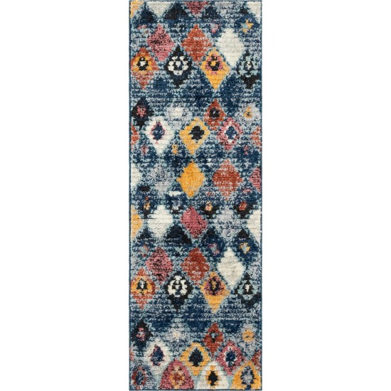 Rug Unique Loom Morocco Navy Blue Runner 2' 2 x 6' 0