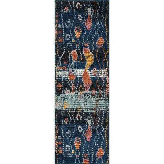 Rug Unique Loom Morocco Navy Blue Runner 2' 2 x 6' 0