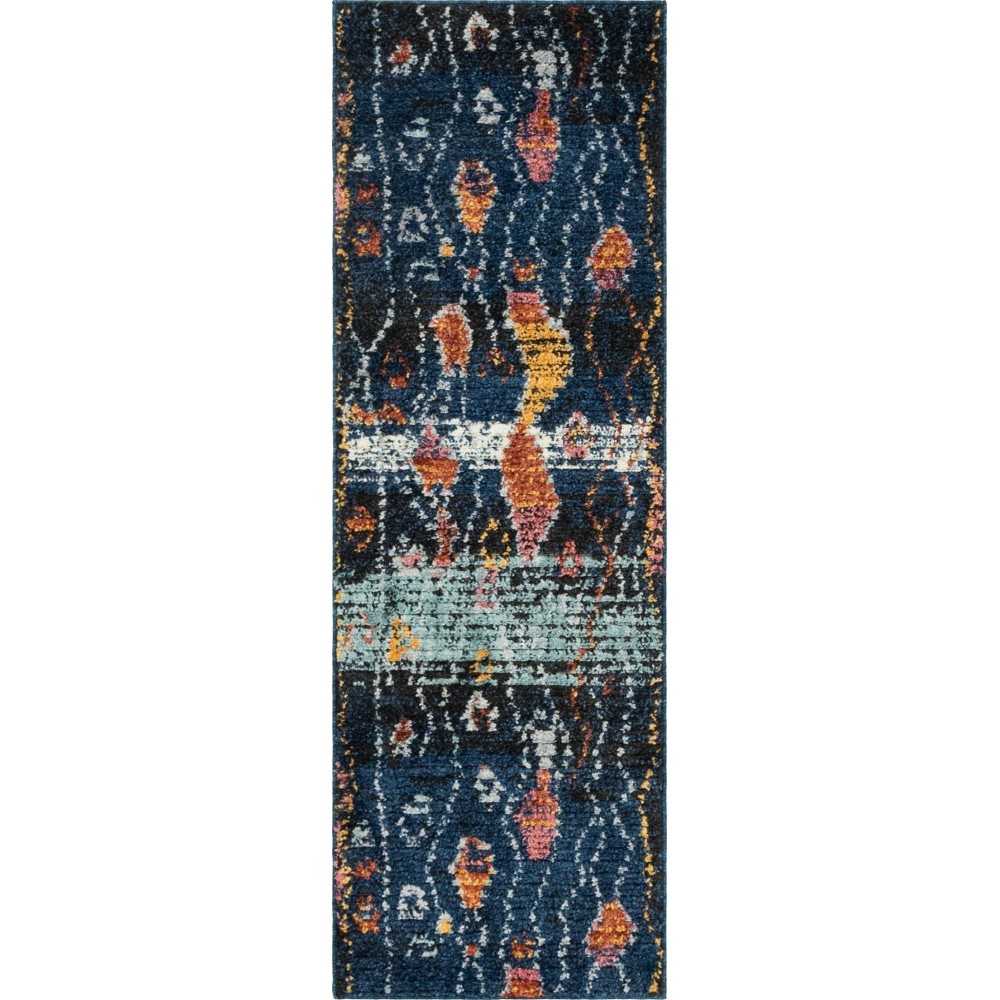 Rug Unique Loom Morocco Navy Blue Runner 2' 2 x 6' 0