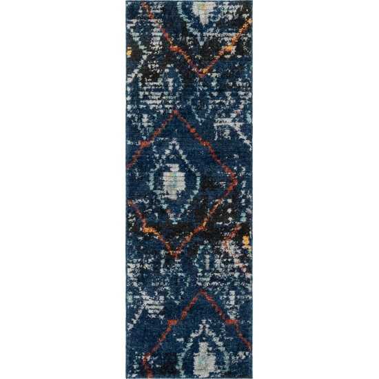 Rug Unique Loom Morocco Navy Blue Runner 2' 2 x 6' 0