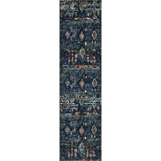 Rug Unique Loom Morocco Navy Blue Runner 2' 7 x 10' 0