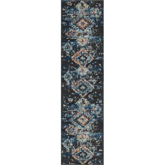 Rug Unique Loom Morocco Navy Blue Runner 2' 7 x 10' 0