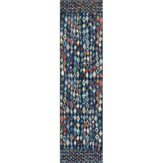 Rug Unique Loom Morocco Navy Blue Runner 2' 7 x 10' 0