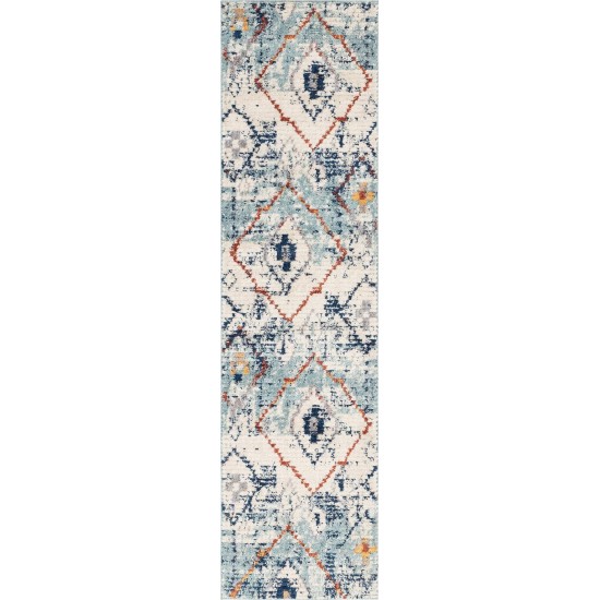 Rug Unique Loom Morocco Light Blue Runner 2' 7 x 10' 0