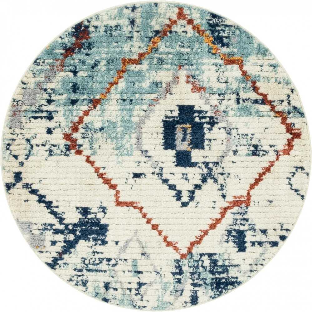 Rug Unique Loom Morocco Light Blue Round 4' 0 x 4' 0 Rug Unique Loom Morocco Light Blue Round 4' 0 x 4' 0