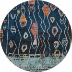 Rug Unique Loom Morocco Navy Blue Round 7' 0 x 7' 0