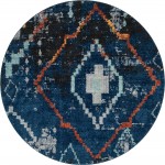 Rug Unique Loom Morocco Navy Blue Round 7' 0 x 7' 0