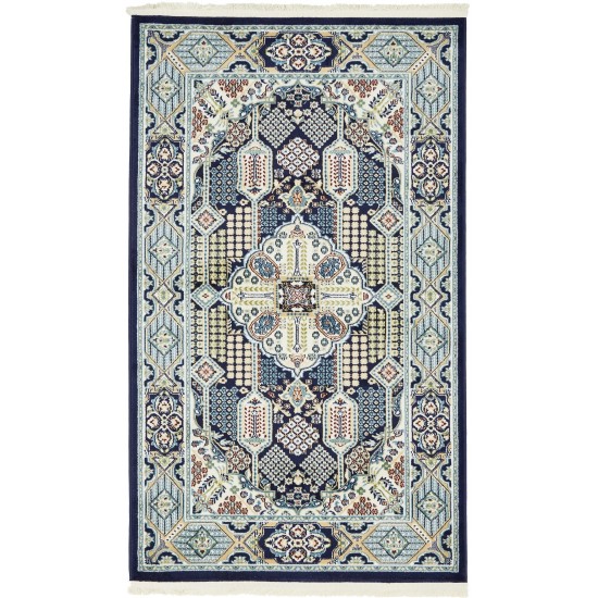 Rug Unique Loom Narenj Navy Blue Rectangular 3' 0 x 5' 0