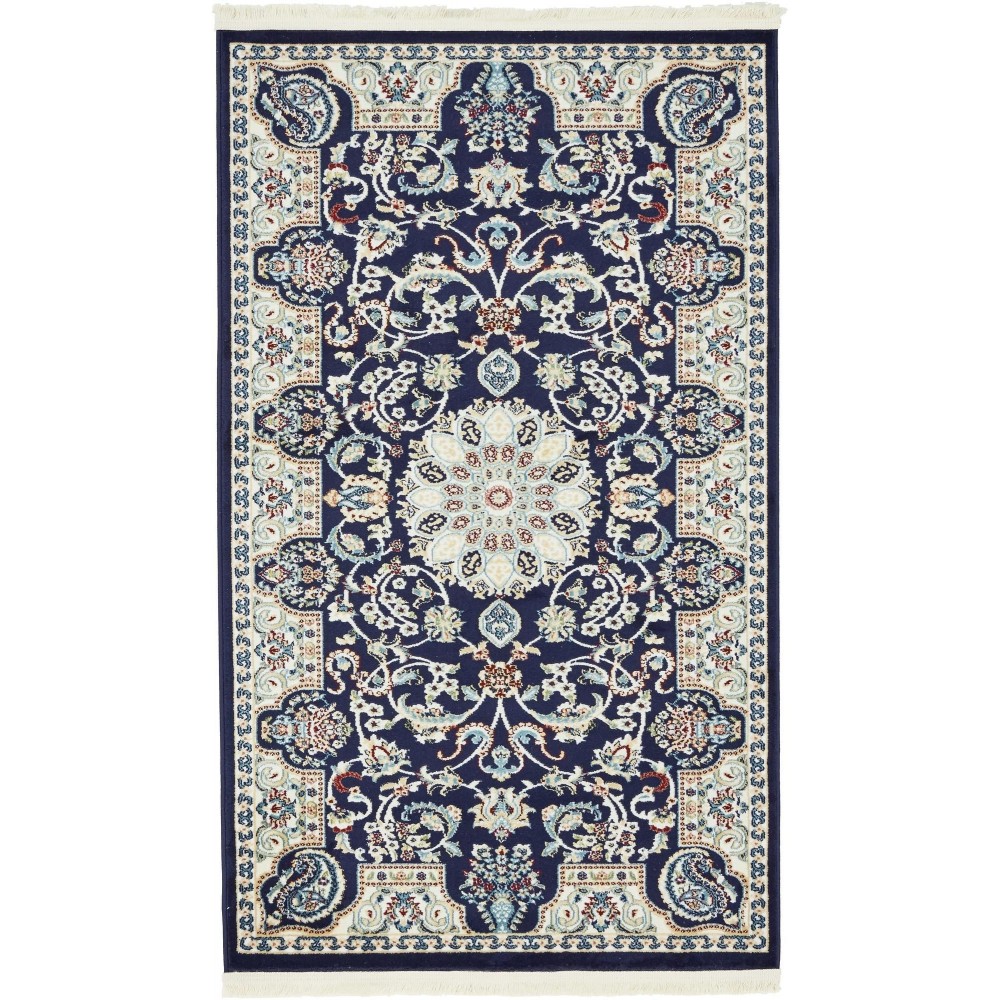 Rug Unique Loom Narenj Navy Blue Rectangular 3' 0 x 5' 0