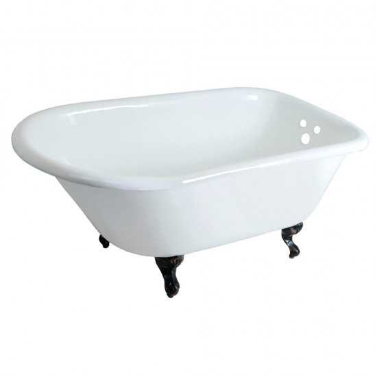 Aqua Eden 48-Inch Cast Iron Roll Top Clawfoot Tub with 3-3/8 Inch Wall Drillings, White/Oil Rubbed Bronze
