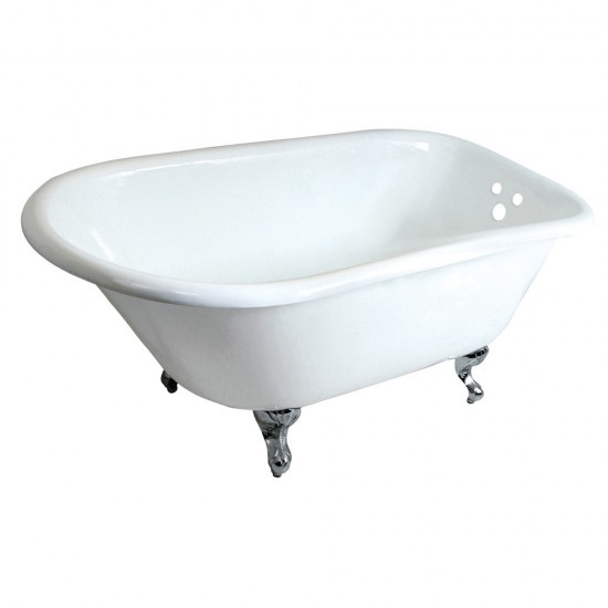 Aqua Eden 48-Inch Cast Iron Roll Top Clawfoot Tub with 3-3/8 Inch Wall Drillings, White/Polished Chrome