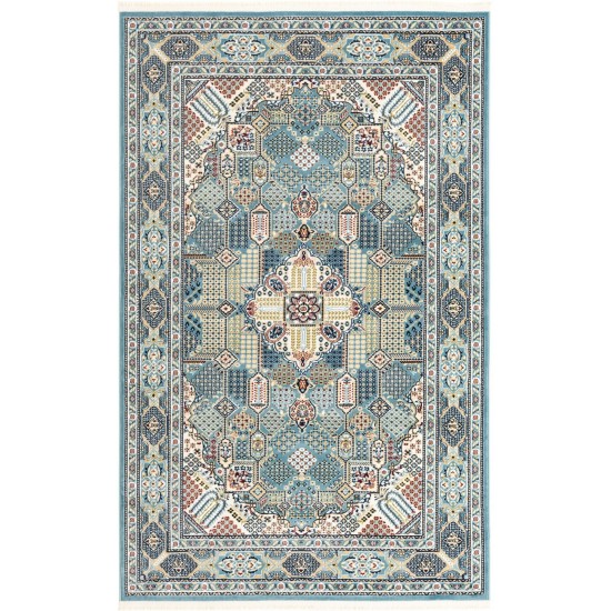 Rug Unique Loom Narenj Blue Rectangular 5' 0 x 8' 0