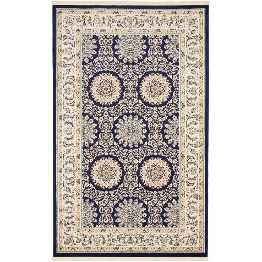 Rug Unique Loom Narenj Navy Blue Rectangular 5' 0 x 8' 0 Rug Unique Loom Narenj Navy Blue Rectangular 5' 0 x 8' 0