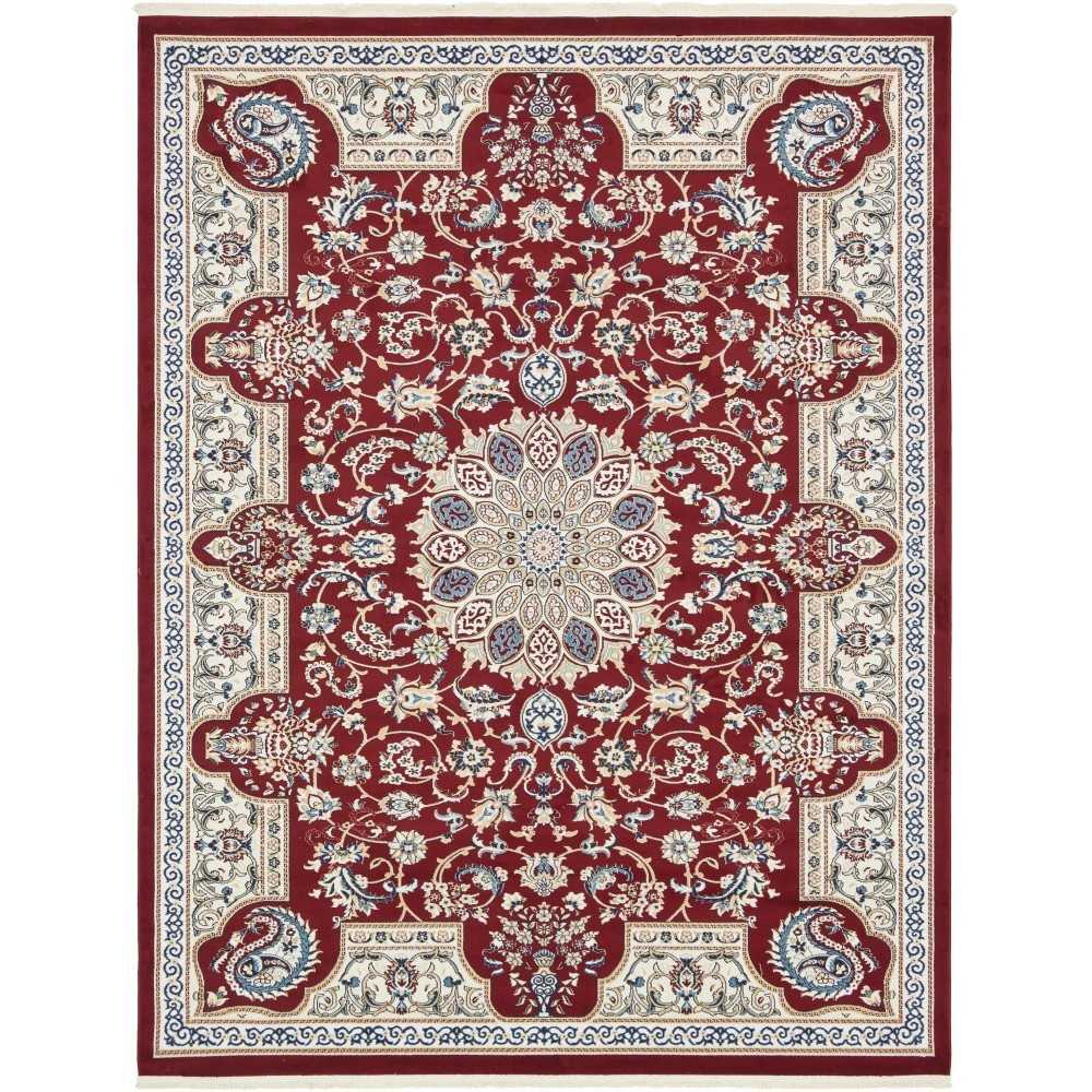 Rug Unique Loom Narenj Burgundy Rectangular 8' 0 x 10' 0