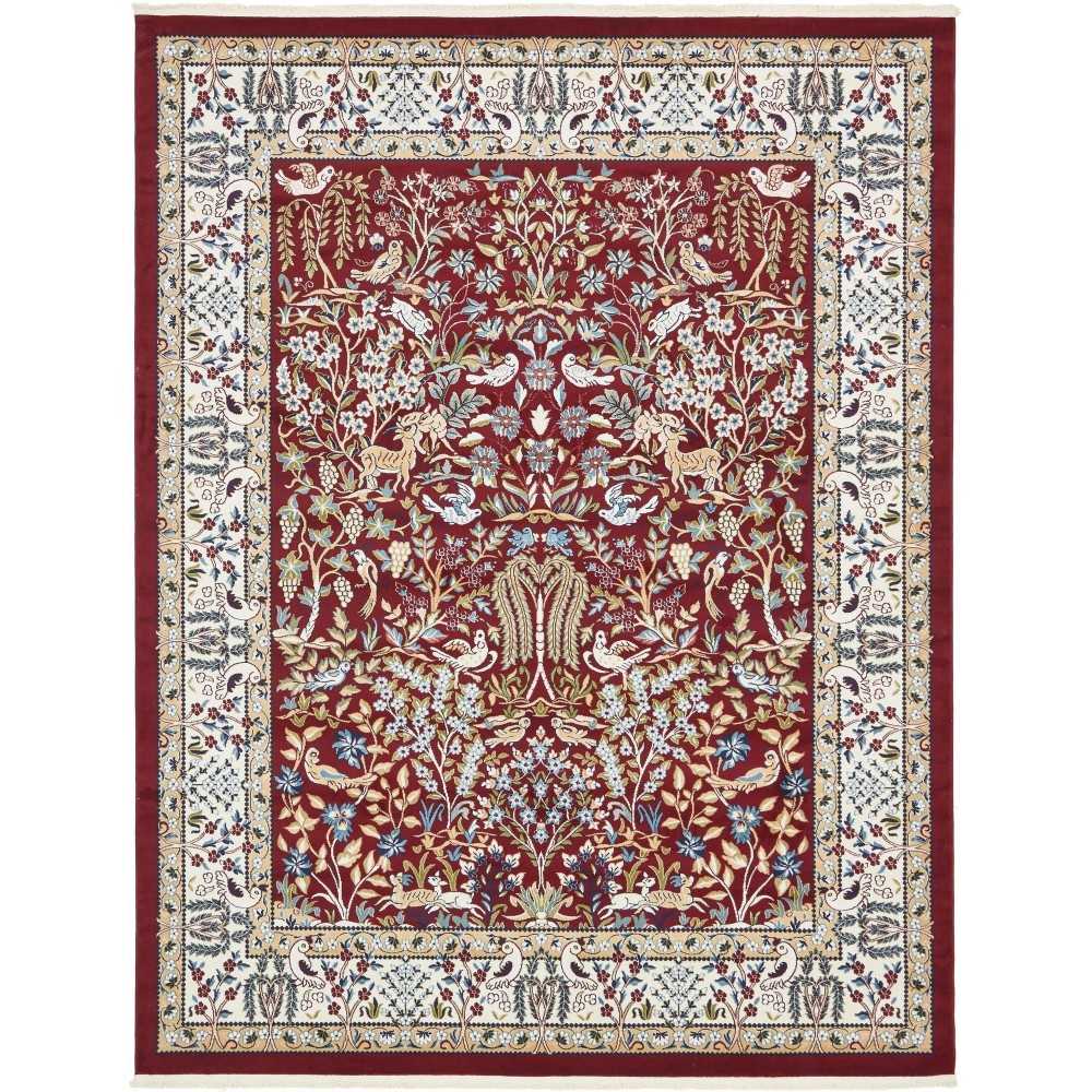 Rug Unique Loom Narenj Burgundy Rectangular 8' 0 x 10' 0