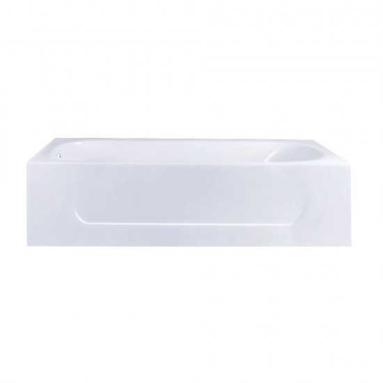 Aqua Eden 60-Inch Cast Iron Alcove Tub with Left Hand Drain Hole, White
