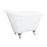 Aqua Eden 51-Inch Cast Iron Slipper Clawfoot Tub without Faucet Drillings, White/Polished Chrome