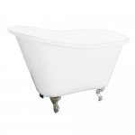 Aqua Eden 51-Inch Cast Iron Slipper Clawfoot Tub without Faucet Drillings, White/Brushed Nickel