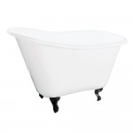 Aqua Eden 51-Inch Cast Iron Slipper Clawfoot Tub without Faucet Drillings, White/Oil Rubbed Bronze